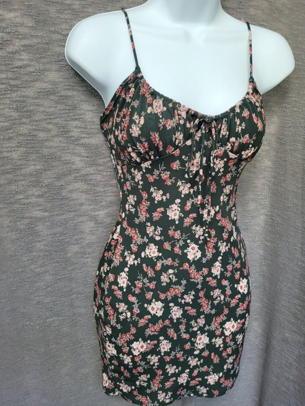 Womens Dark Floral Fairy Grunge Babydoll Top Size S Green Y2K Forest Earthy - Picture 10 of 12